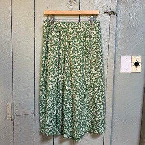 Green Floral Midi Skirt